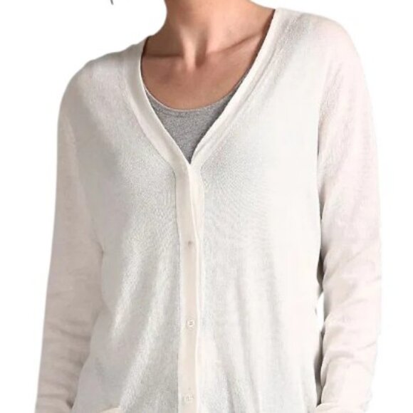 Sandwich white knitted V neck button down cardigan size M - Picture 1 of 3